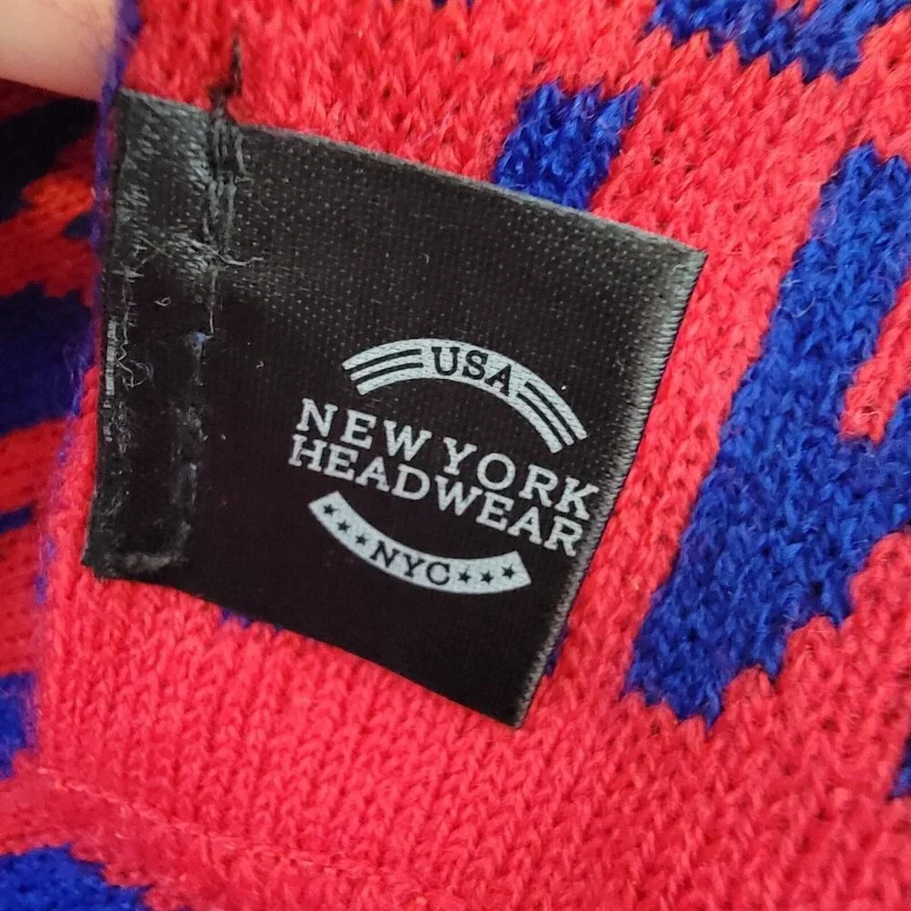 New York NY Knit Scarf‎ Blue Red 64x10 Acrylic
